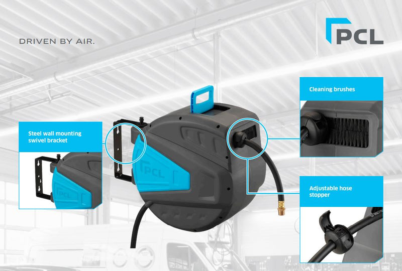 HRA3M01 PCL Workshop Prestige Air Hose Reel, 15m x 12mm i/d Hose