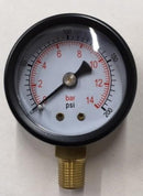 PRESSURE GAUGES 40MM, 50MM, 0-200PSI (0-14BAR) 1/8 & 1/4 BSP THREAD BACK & BOTTOM ENTRY